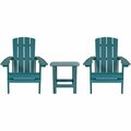 Flash Furniture Charlestown 2-Pack Sea Foam Faux Wood Folding Adirondack Chairs with Side Table 354C145012T1